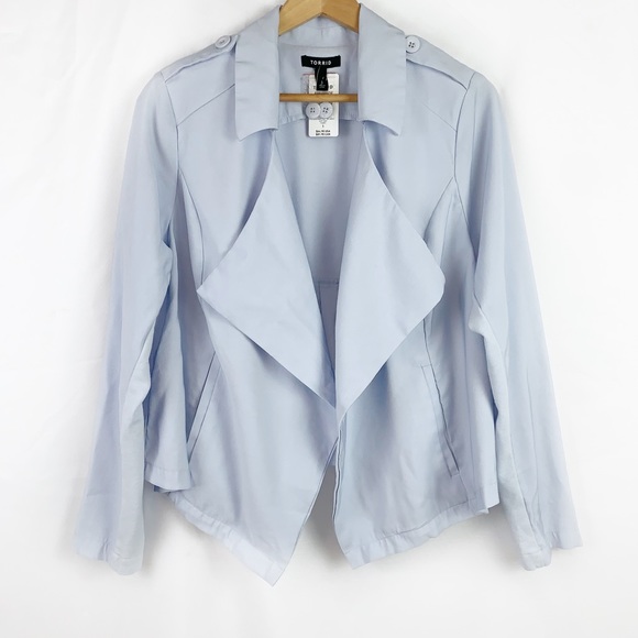 NWT Torrid Twill Drape Front Jacket Blue - Picture 3 of 10